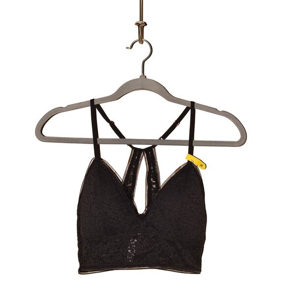 MAIDENFORM NEW $38 M Stretch Lace Longline Wireless‎ Bralette Black Medium - Picture 1 of 3